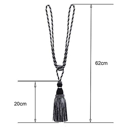 BEL AVENIR 2 Pack Curtain Tiebacks Tassel Drapery Tie-Backs Rope Holdbacks - color: Mix Black, size: 2 Pack