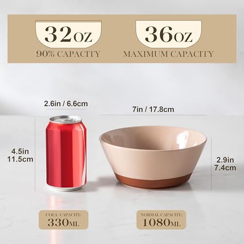 MALACASA Soup Bowls, Ceramic Salad Bowls Set of 4, 36oz Ceramic Bowls - color: Mix, size: 36oz
