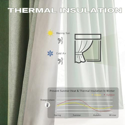 DUALIFE Sage Green Pinch Pleated Blackout Curtains 40 x 63 Inches Long, Back Tab Drapes for Living Room Bedroom Thermal Insulated Full Blackout Draperies with Hooks - color: Sage, size: 40"W x 63"L (Pack of 2)