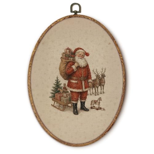 Yorhifa Vintage Santa Reindeer Christmas Framed Wall Art 8.5x11.5in - color: Santa Reindeer
