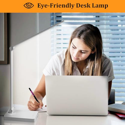 LED Desk Lamp with USB Ports,Touch Desk Lamps for Home Office with 5 Modes - color: White