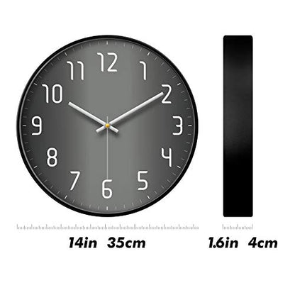 Silent Non-Ticking Analog Wall Clock, Gradient Black, 14'' - color: Gray, size: 14inch