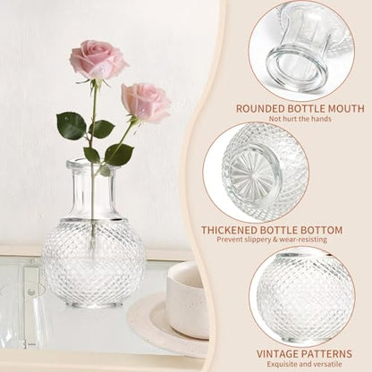 KJHL 4 Pcs Small Glass Bud Vases, Mini Flower Vases for Wedding Centerpiece - size: 4 Pcs