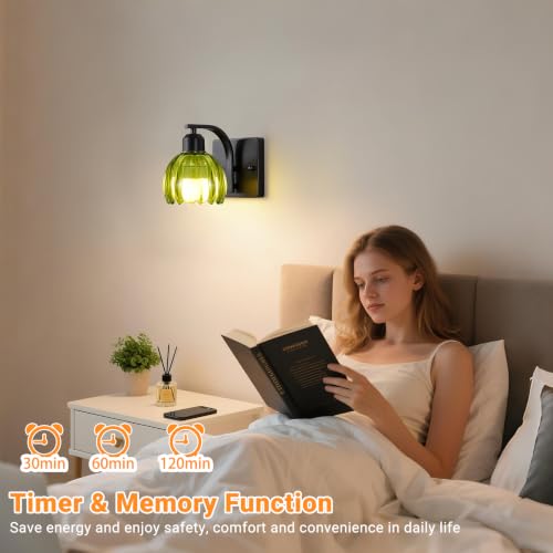 Battery Operated Wall Sconces Set of 2, Wireless LED Wall Lights - color: Black