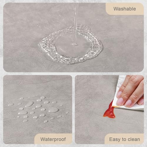 Vinyl Placemats Set of 4, Dual Sided Place Mats with Drink Coasters - color: Beige/Light Gray Two-tone, size: Set of 4