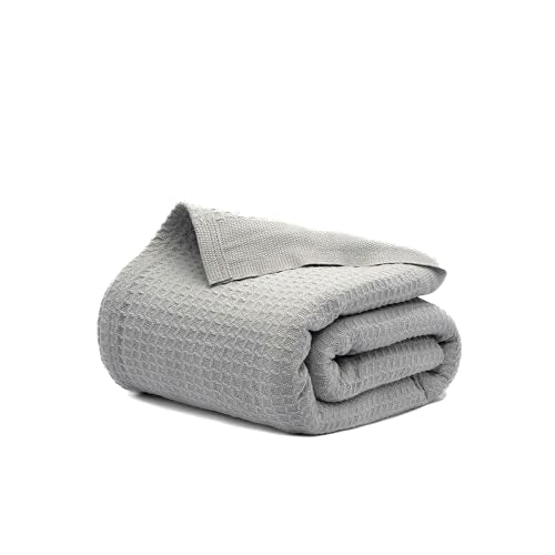 100% Cotton Waffle Weave Blanket for Hot Sleepers, Twin 92" x 68" - color: Scottish Grey, size: Twin(92"x68")