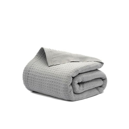 100% Cotton Waffle Weave Blanket for Hot Sleepers, Twin 92" x 90" - color: Scottish Grey, size: Queen(92"x90")