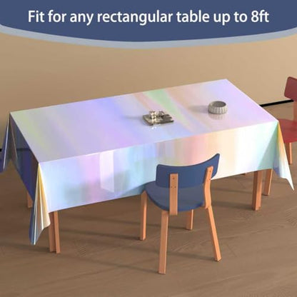 4 Pack Iridescent Plastic Tablecloths Disposable Tablet Cover 54 x 108 In