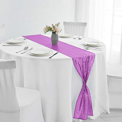 Pufogu 12 x 72 inches Lavender Sequin Table Runner, 2 Packs - color: Lavender