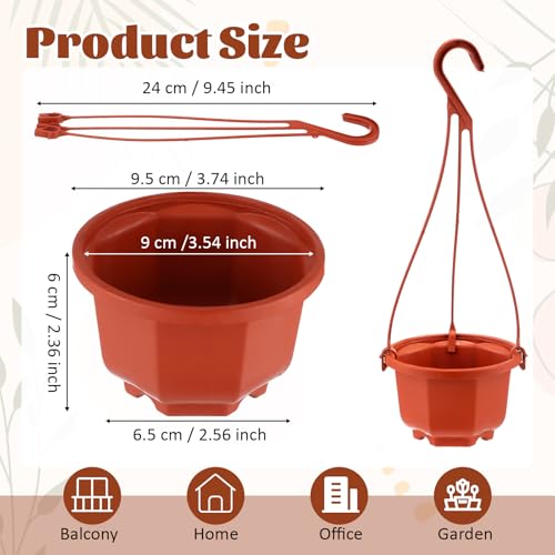 Roshtia 24 Pcs Hanging Planter Pot with Hook, Brown, 3.7 Inch - color: Brown, size: 3.7 Inch
