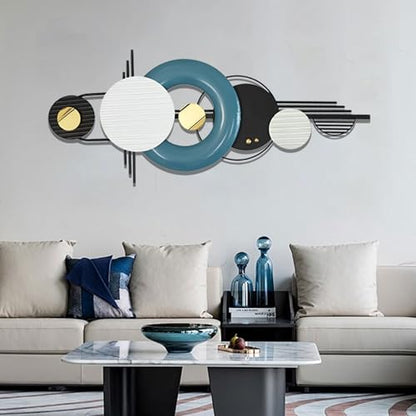 Large Metal Wall Decor ,Modern Metal Wall Art ,3D Wall Sculptures,42"×16" - color: Blue,Black,White