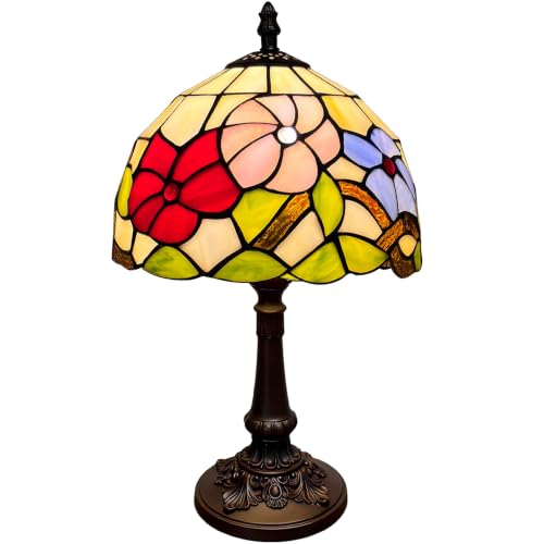 8-Inch Tiffany-Style Floral Stained Glass Small Table Lamp