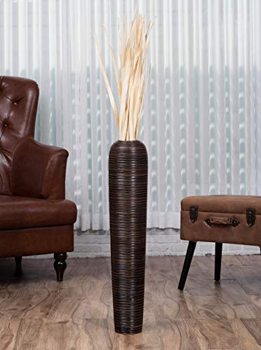 Leewadee Large Floor Vase 26 inches Mango Wood for Pampas Grass, Dried Flowers - size: 26 inches