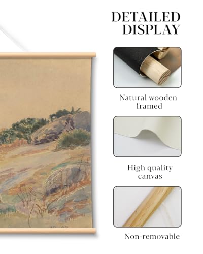 HUARCEY Extra Large Canvas Wall Art, Rustic Landscape Scroll Wall Art 36x54 - color: Hillside, size: 54"L x 36"W