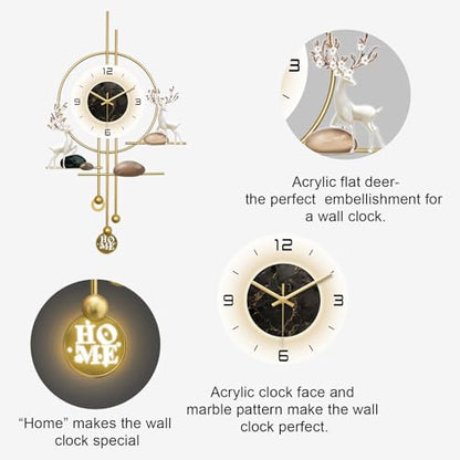 Large Wall Clocks Battery Operated，Silent Gold Metal Wall Clock for Living Room Decor，Living Room|Dining Room|Office|Farm House| Metal Wall Art,31.5"*18" - size: 18.11"x31.49“