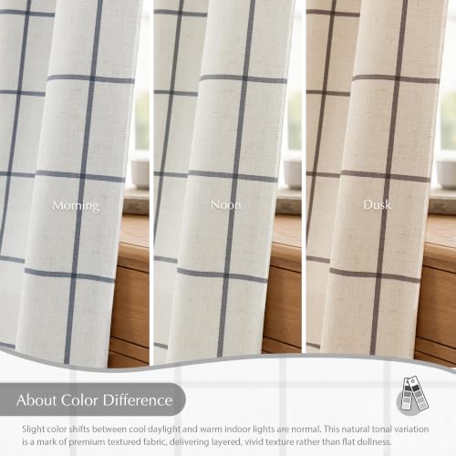 DriftAway 100% Blackout Plaid Linen Curtains 108 Inches Long 2 Panels Black - color: Black, size: 52"W x 108"L (Pack of 2)