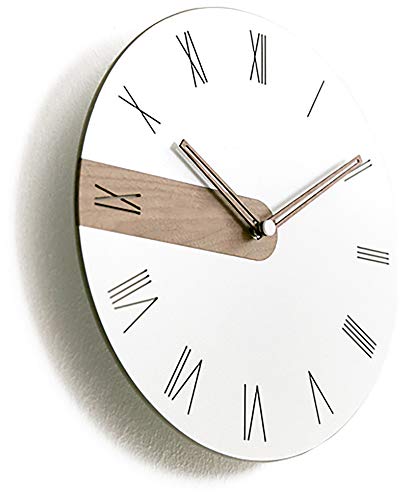 Stephanie Imports Modern Minimalist Exposed Wood Silent Wall Clock (Roman Numerals) - color: Raw Wood (Roman)
