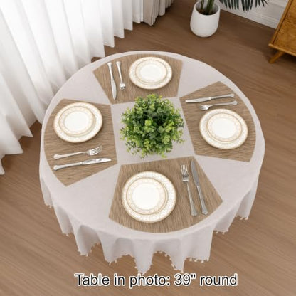 SHACOS Wedge Shape Placemats Set of 4 Woven Vinyl Placemat for Round Table - color: Tan