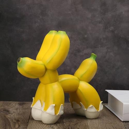 Creative Banana Balloon Dog Resin, Home Decor Statue, Standing Puppy Sculpture, Modern Animal Art Crafts, Creative Collectible Figurine, Tabletop Ornament, Gift for Dog Lover