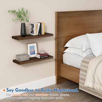 Harwaya 24 Inch Floating Shelves - Bathroom Shelves Wall Mounted - color: Dark Walnut, size: 24 x 8 Inch