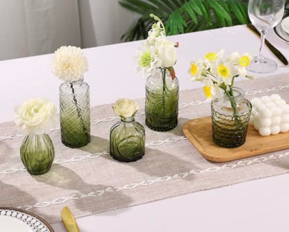 5pcs Green Glass Bud Vase Set, Small Flower Vases for Centerpieces in Bulk - color: Green, size: 5pcs