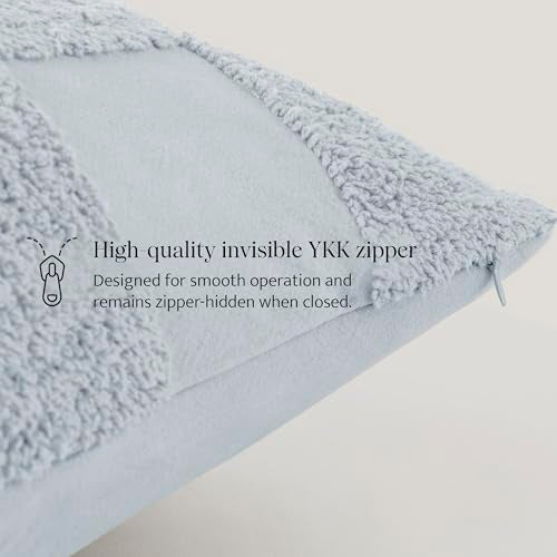 Double Stitch 100% Cotton Boho Checkered Throw Pillow Covers, Arctic Blue - color: Arctic Blue, size: 20" x 20" (Pack of 2)