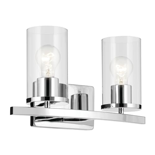 Kichler Crosby 2-Light Bathroom Vanity Light, Chrome - color: Chrome, size: 2 Light, style: Clear Glass