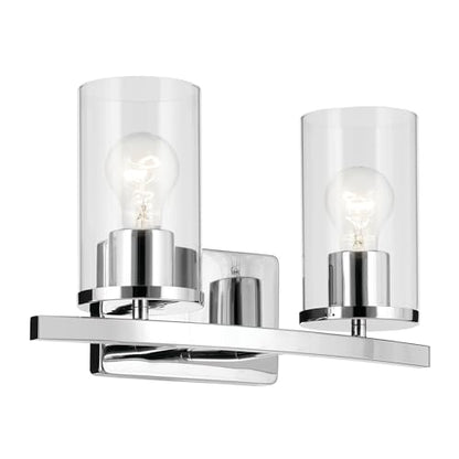 Kichler Crosby 2-Light Bathroom Vanity Light, Chrome - color: Chrome, size: 2 Light, style: Clear Glass