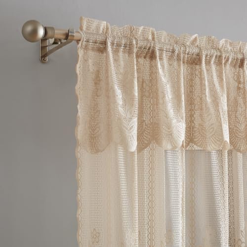 Warm Home Designs Pair of 2 54 x 63 Gold Crochet Curtains. SIC Linen 63” - color: Linen, size: 54"W x 63"L (Pack of 2)