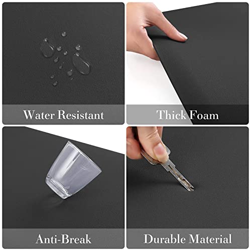 HappyTrends 2 PCS Kitchen Mat Cushioned Anti-Fatigue Floor Mat, Heavy Duty - color: Black, size: 17.3"x28"+17.3"x47"