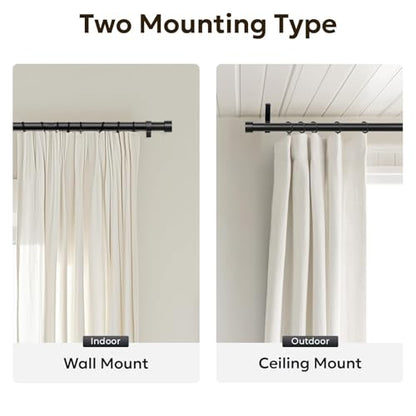 Zeerobee Curtain Rods for Windows 32 to 240 Inch, Black Curtain Rod - color: Black, size: 32"-240"