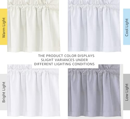 H.VERSAILTEX 2 Panels White Valance for Windows, Natural Blackout Curtains Valances for Small Windows/Living Room/Bedroom/Bathroom Rod Pocket 52" W x 18" L, Greyish White，2 Packs - color: Greyish White