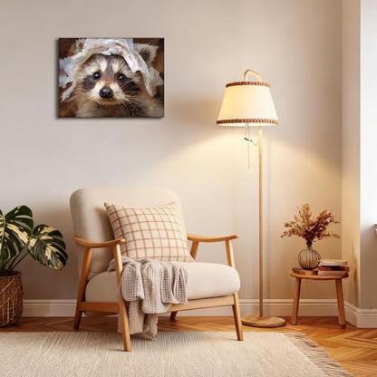 Halioyo Cute Raccoon Canvas Wall Art, Funny Animal Poster(12x16 Inch) - color: Painting-04, size: 16"L x 12"W