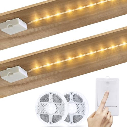 2 Pack 9.8Ft Battery Powered LED Strip Lights for Kitchen (Warm White) - color: Warm White