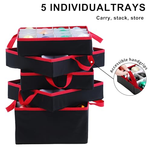 Large 2-in-1 Christmas Ornament Storage Box - High Capacity Storage, Easy Organization Protect Your Holiday Decorations (Black)