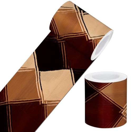 IVN Wallpaper Border Peel and Stick Wall Brown Diamond Check 4x196 Inch - color: Brown Diamond Check