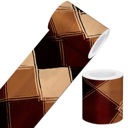 IVN Wallpaper Border Peel and Stick Wall Brown Diamond Check 4x196 Inch - color: Brown Diamond Check