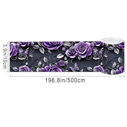 IVN Wallpaper Border Peel and Stick Wall Violet Rose Butterfly 4x196 Inch - color: Violet Rose Butterfly