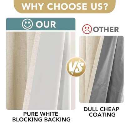 H.VERSAILTEX 100% Blackout Linen Curtains 90" L 2 Panels Bleached Sand - color: Bleached Sand, size: 52"W x 90"L (Pack of 2)