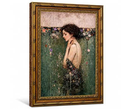 dzbLuck Ophelia Wall Art Gold Frame, Dark Academia Gothic Female Portrait - color: RetroWomen, size: 8"L x 10"W