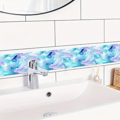 HOMETITUTE Peel and Stick Wallpaper Border 4x196in Watercolor Pattern - color: Blue purple texture