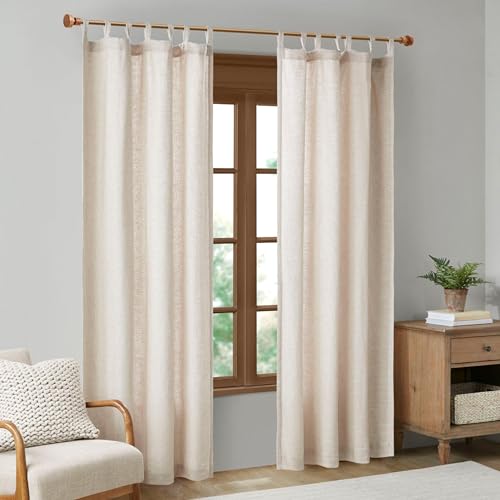 Madison Park Linen Blend Curtain, Thermal Insulated, 1 Panel 50x84 Natural - color: Tab Top, Solid Natural, size: 50"W x 84"L (Pack of 1)