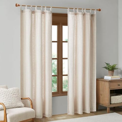 Madison Park Linen Blend Curtain, Thermal Insulated, 1 Panel 50x84 Natural - color: Tab Top, Solid Natural, size: 50"W x 84"L (Pack of 1)