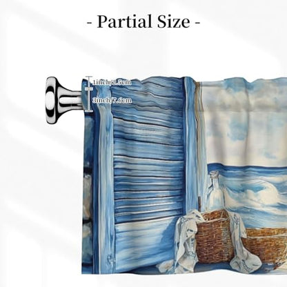 Coastal Lighthouse Curtain Valance 54x18 Inches Window Treatment Rod Pocket Valance for Kitchen Bathroom Bedroom - color: Coastal Lighthouse