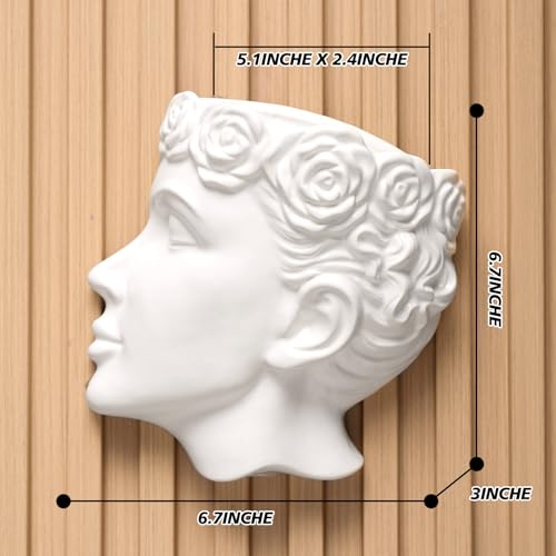 Side-Face Ceramic Planter – Glossy White, Wall-Hanging, with Drainage – 6.7"" Artistic Female Face Vase - color: White Face Planters