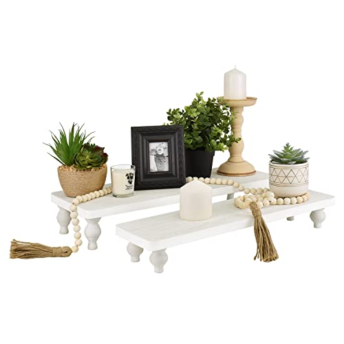 Ikee Design 2 Pcs Set Wooden Display Riser, Cupcake Dessert Display Riser - color: Wash White