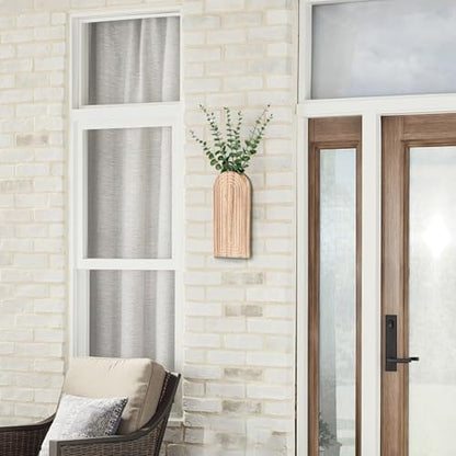 Handmade Wooden Wall Vases Set of 2 for Plants - color: Natural Wood