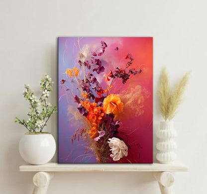 CHTEXA Boho Dried Flower Canvas Wall Art, 3 Piece Gallery Wrapped, 16x24 - color: Dark flowers and grasses-5, size: 16x24inch