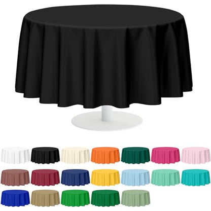 Mulbozy 2 Pcs Black Round Plastic Tablecloth Disposable,84 inch - color: Black, size: 84" Round