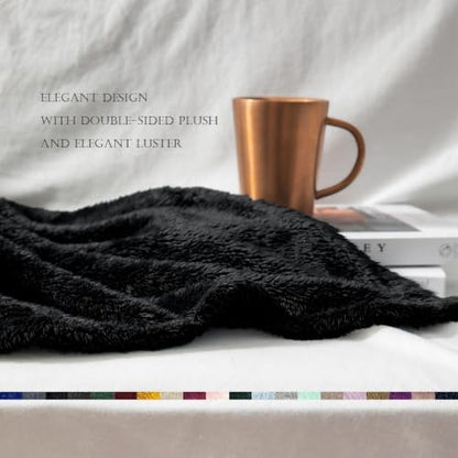 Exclusivo Mezcla Fuzzy Plush Fleece Bed Blanket Queen Size, Black - color: Black, size: 90x90 IN
